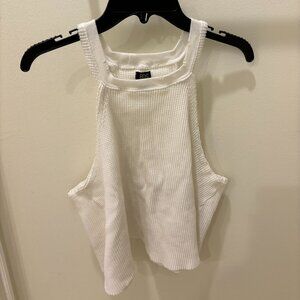 BDG Waffle Tank Top, White, Size Small